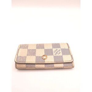 Louis Vuitton Damier Azur Canvas Key Holder 4-Ring Beige Checkered Patte
